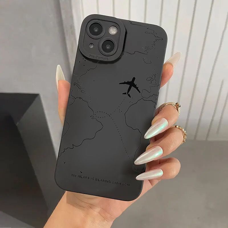 Samsung Galaxy A55 - Seyahat Temalı Uçak Rota Tasarımlı Telefon