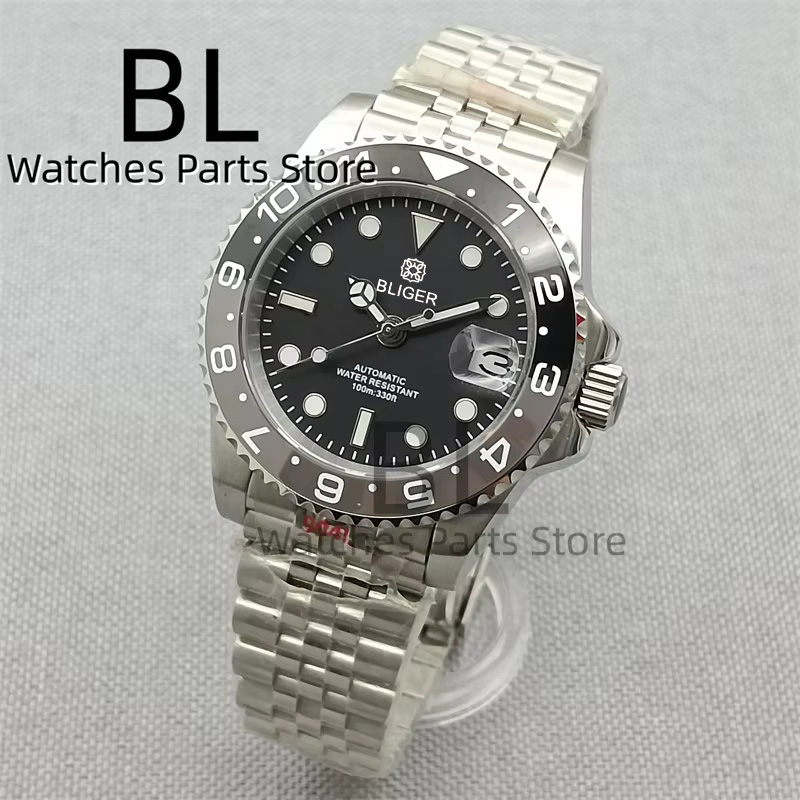 Ceramic Link Bracelet - BLIGER 40mm erkek saati NH35 Otomatik