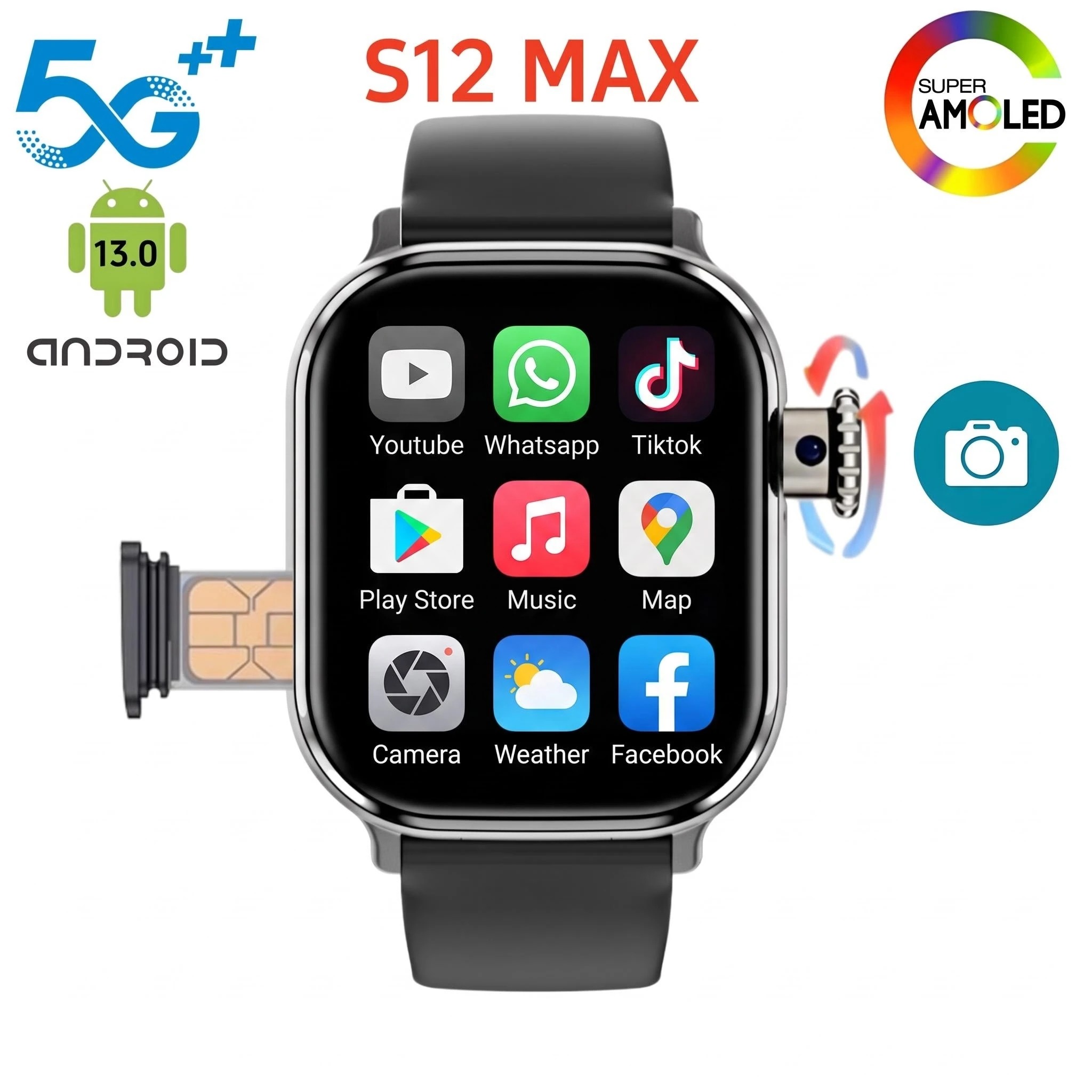 Smartwatch Store - S12 Akıllı Saat, Amoled Ekran, 5G