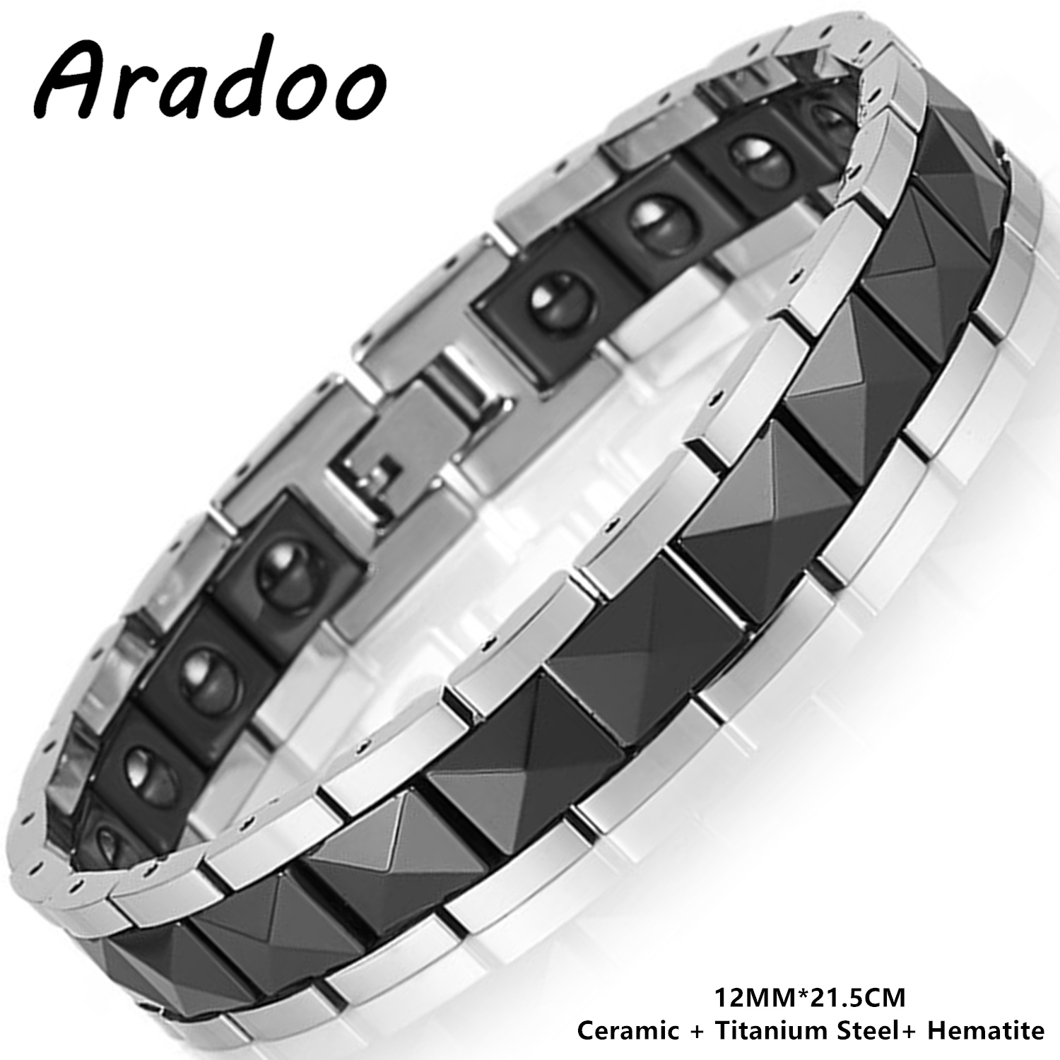 Ceramic Link Bracelet - ARADOO Minimalist Piramit Tasarım Seramik Titanyum