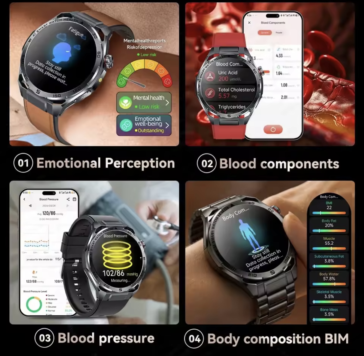 Tıbbi EKG Saati 2026 AI Tıbbi  - Android Smartwatch Accessories incelemesi ve fiyatı